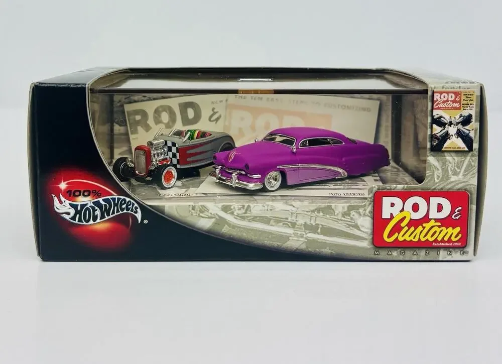 Hot Wheels Rod & Custom Magazine '32 Ford '51 Merc 2 Car Set 56050 Sealed